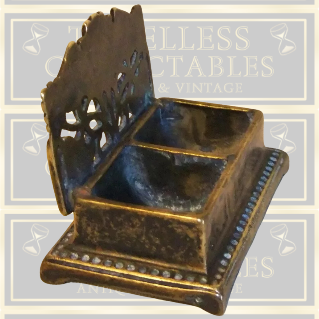 Vintage Bonze Art Nouveau Flower Design Stamp Holder