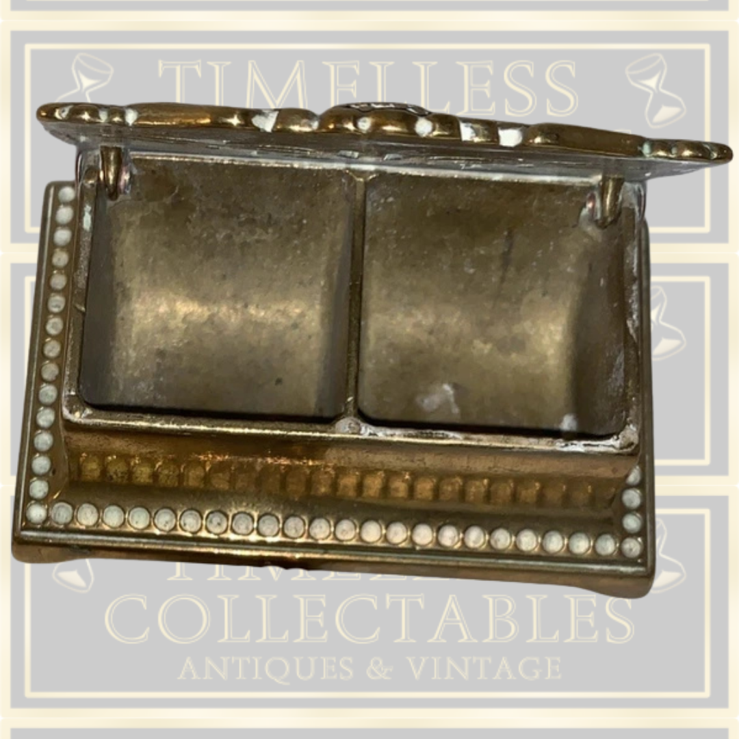 Vintage Bonze Art Nouveau Flower Design Stamp Holder