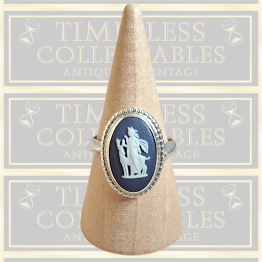 Vintage Wedgwood Sterling Silver Jasperware Cameo Ring
