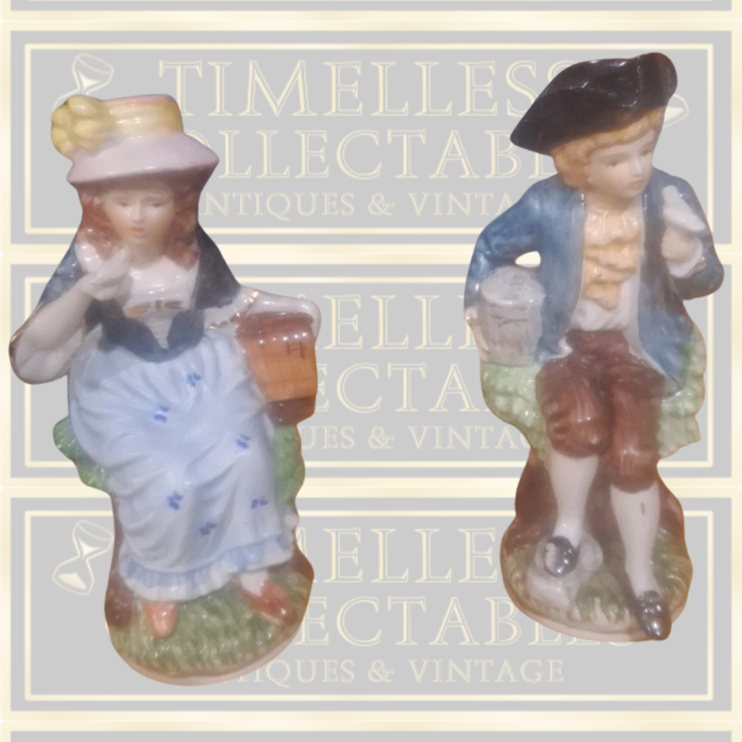 Victorian Continental Ceramic Figurines Man and Lady Pair
