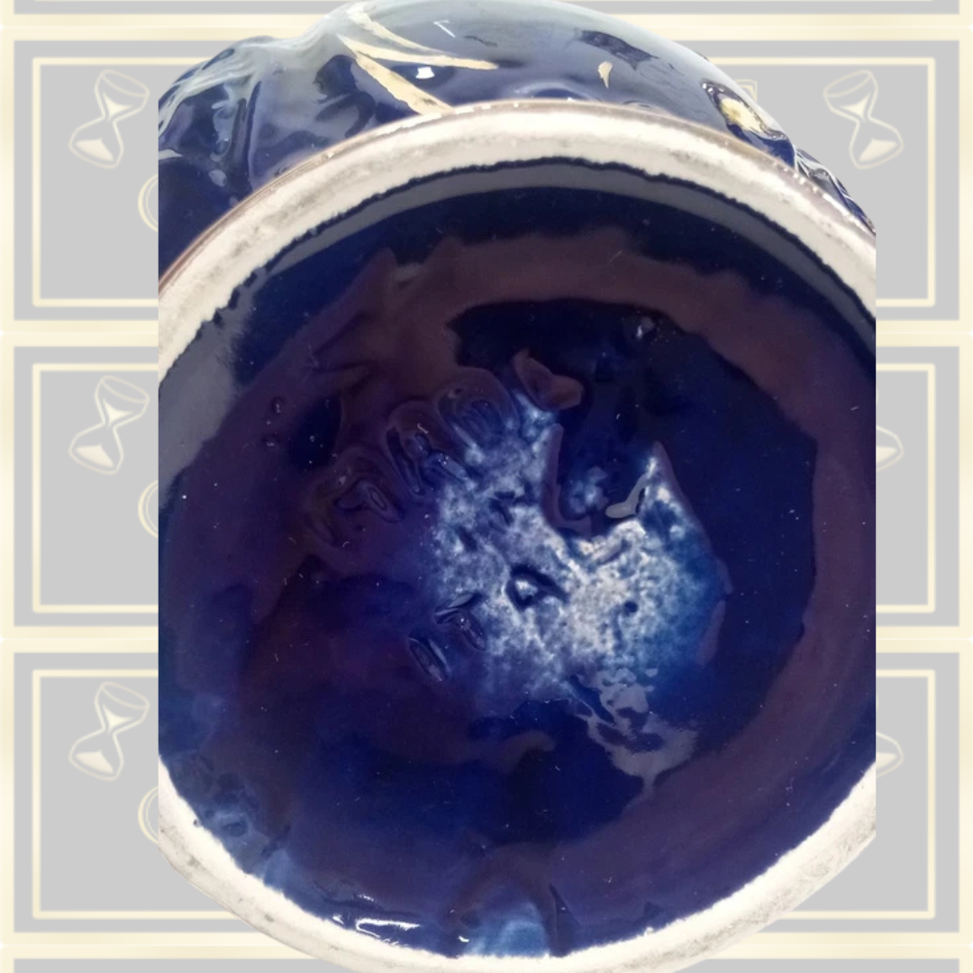 Antique Pair Italian Cobalt Blue and Gold Ceramic Vases