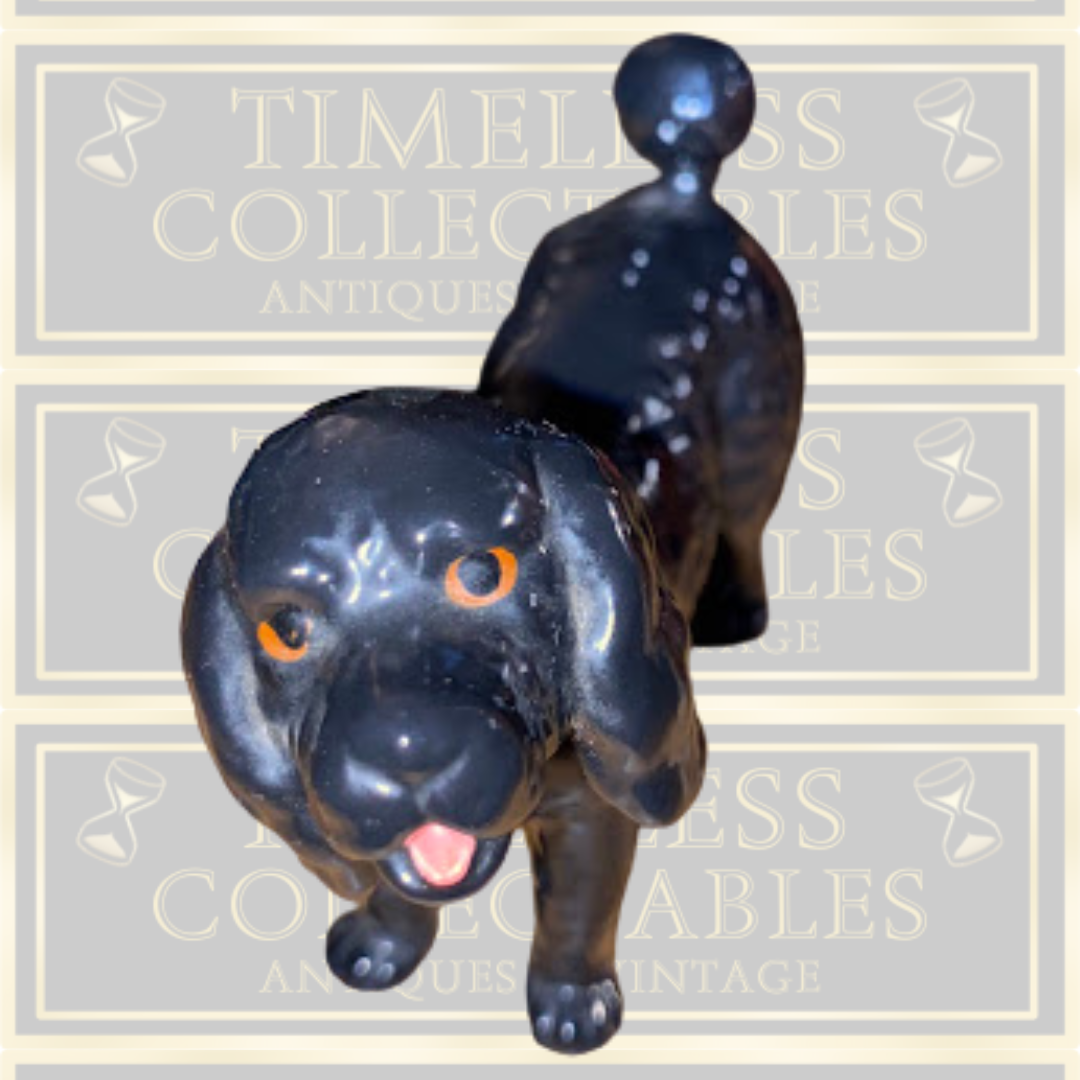 Vintage Glossy Black Glazed Poodle Dog