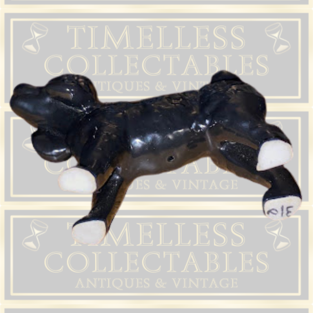 Vintage Glossy Black Glazed Poodle Dog