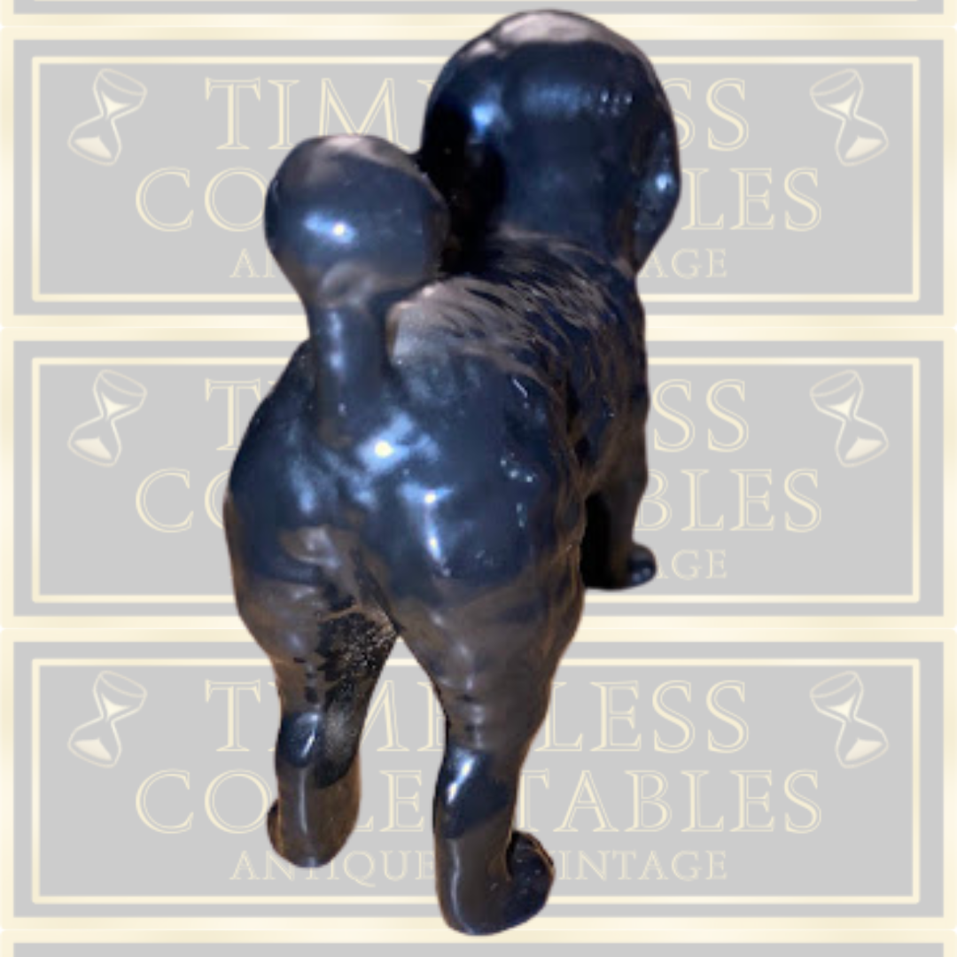 Vintage Glossy Black Glazed Poodle Dog