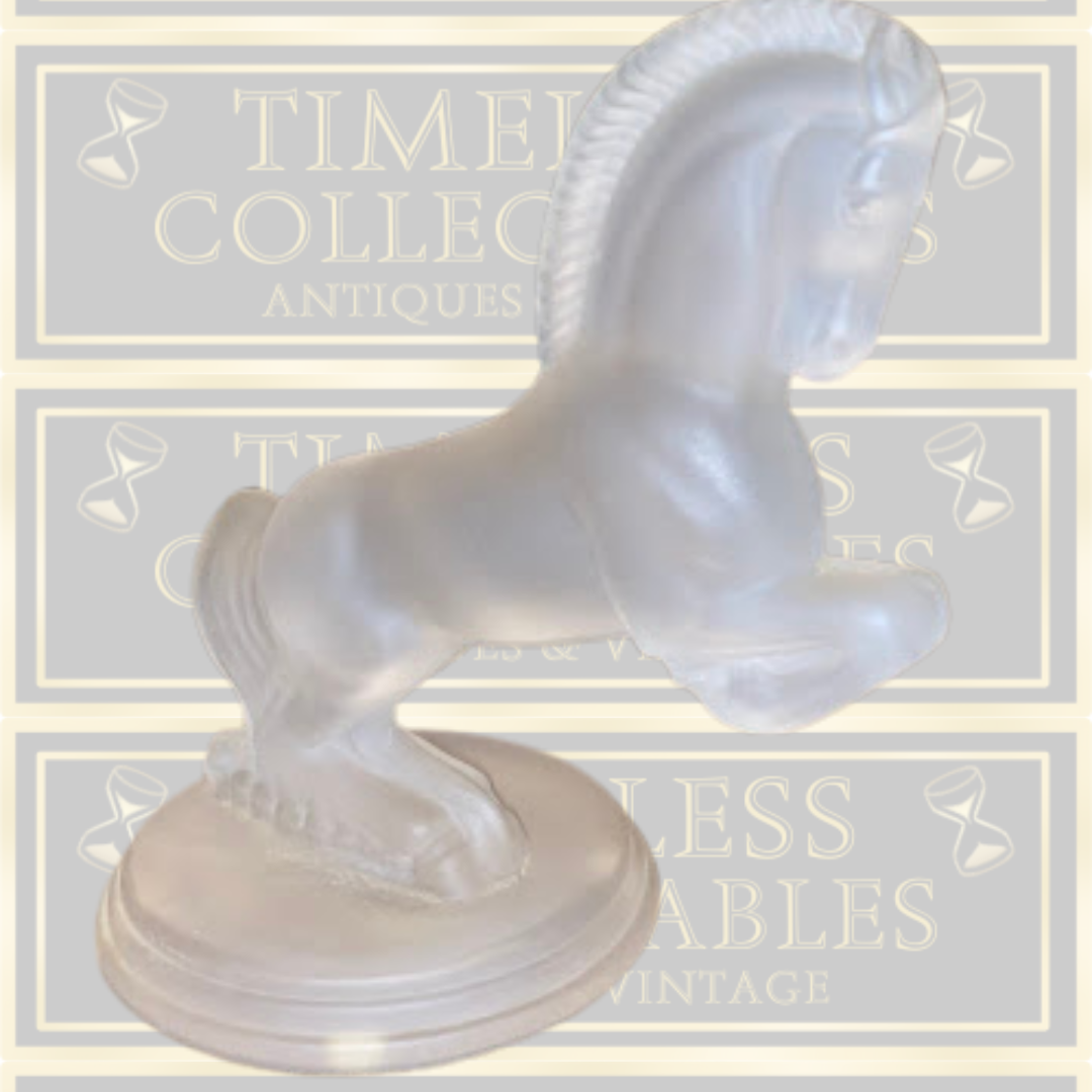 Vintage Glass Horse Sculpture Art Deco Frosted