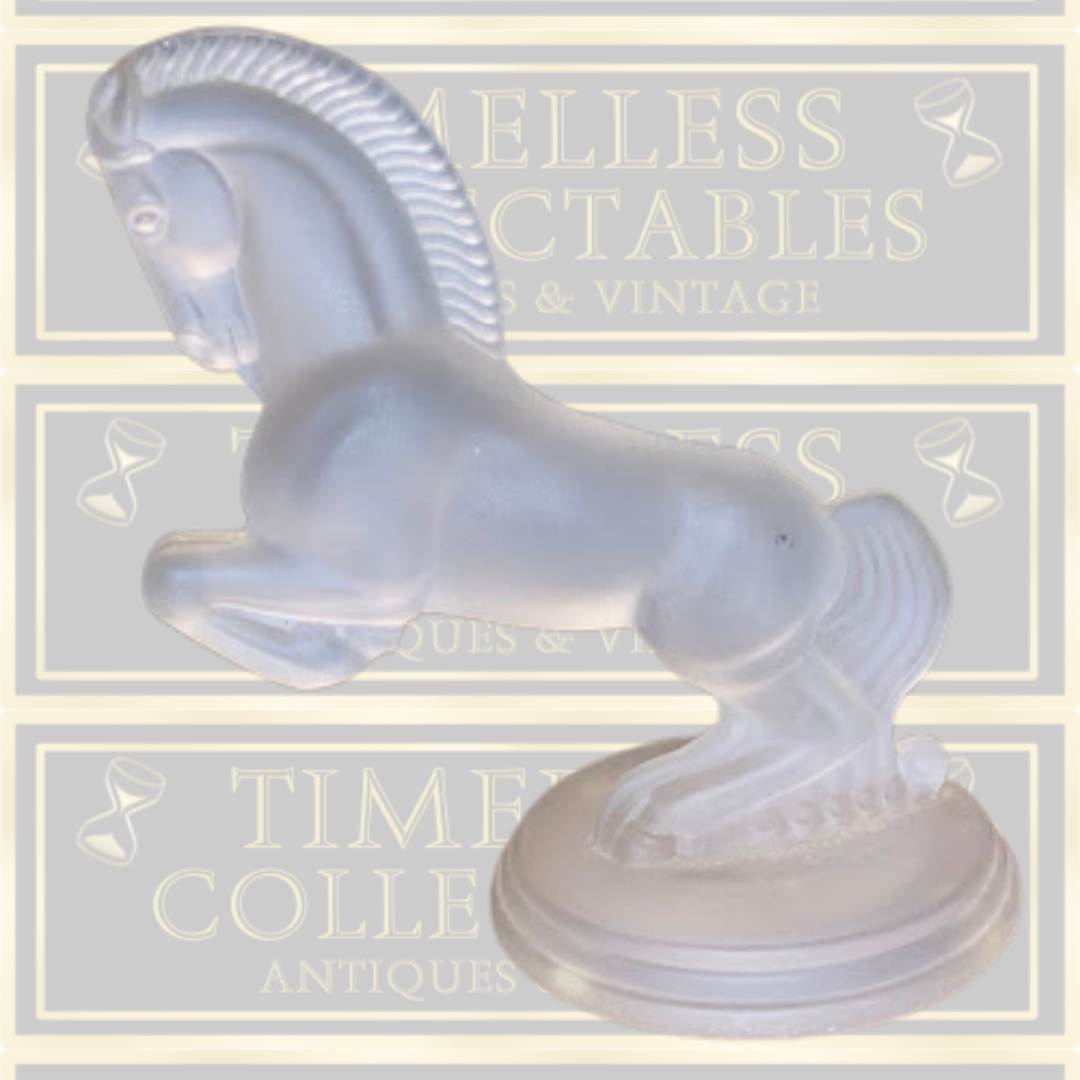 Vintage Glass Horse Sculpture Art Deco Frosted