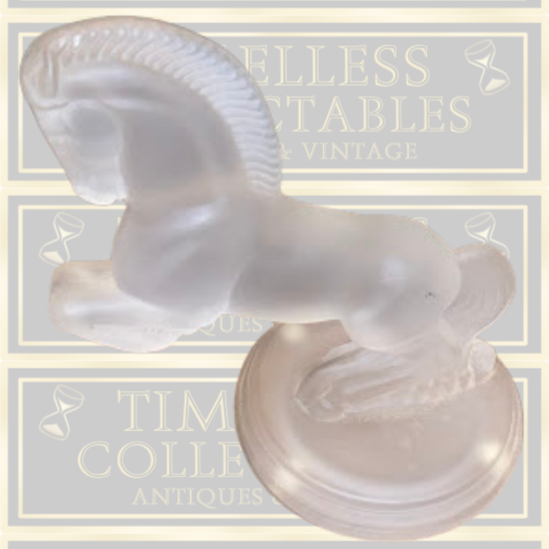 Vintage Glass Horse Sculpture Art Deco Frosted