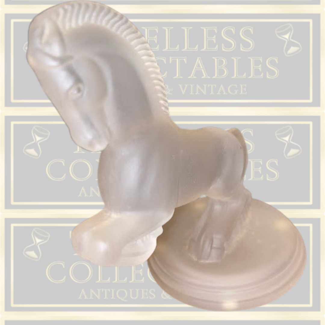 Vintage Glass Horse Sculpture Art Deco Frosted