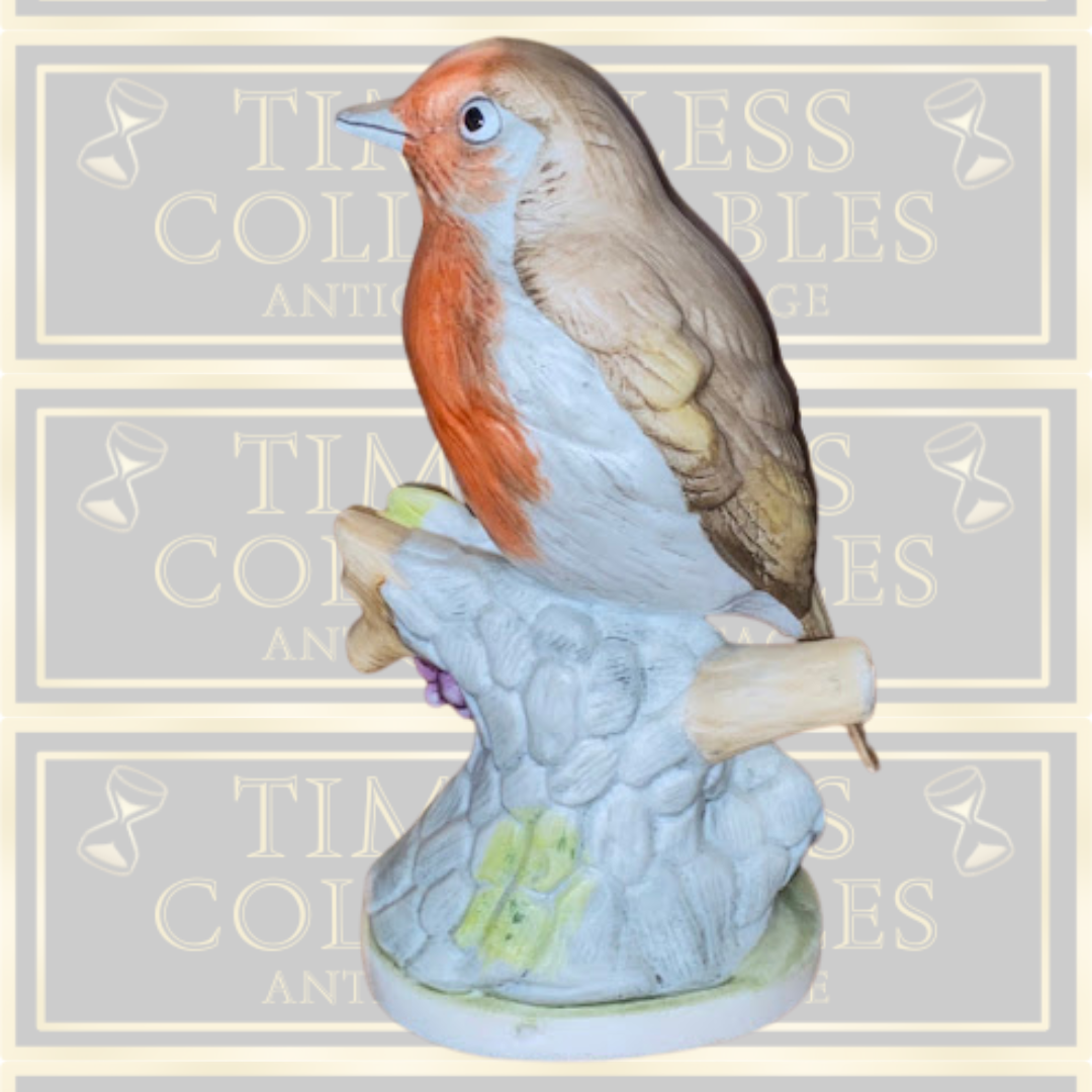 Vintage Bisque Robbin Red Breast Bird Ornament
