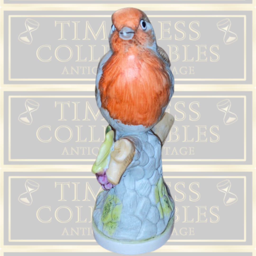 Vintage Bisque Robbin Red Breast Bird Ornament