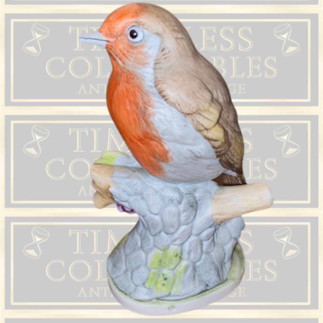 Vintage Bisque Robbin Red Breast Bird Ornament