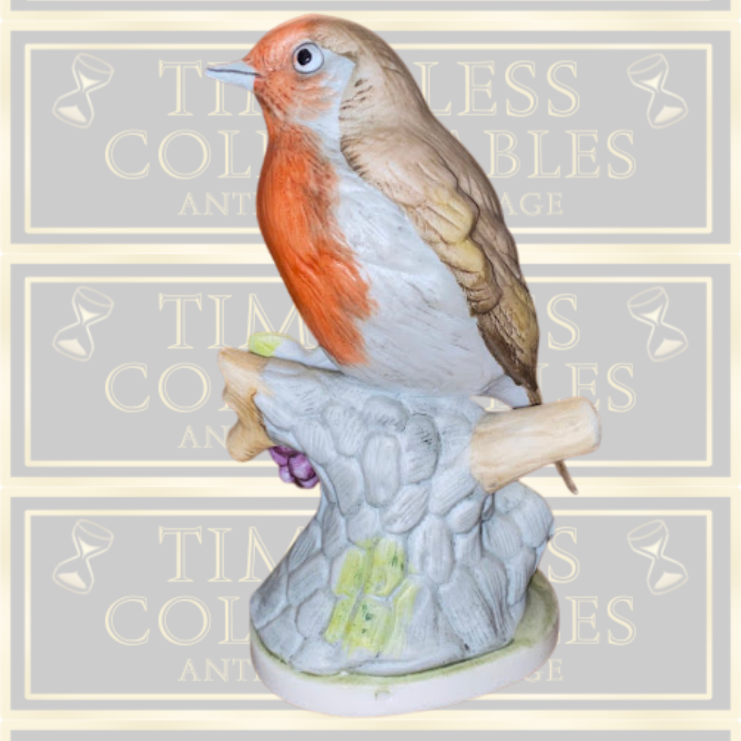 Vintage Bisque Robbin Red Breast Bird Ornament