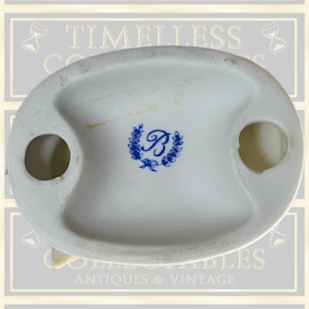 Vintage Bisque Blue Tit Bird Ornament