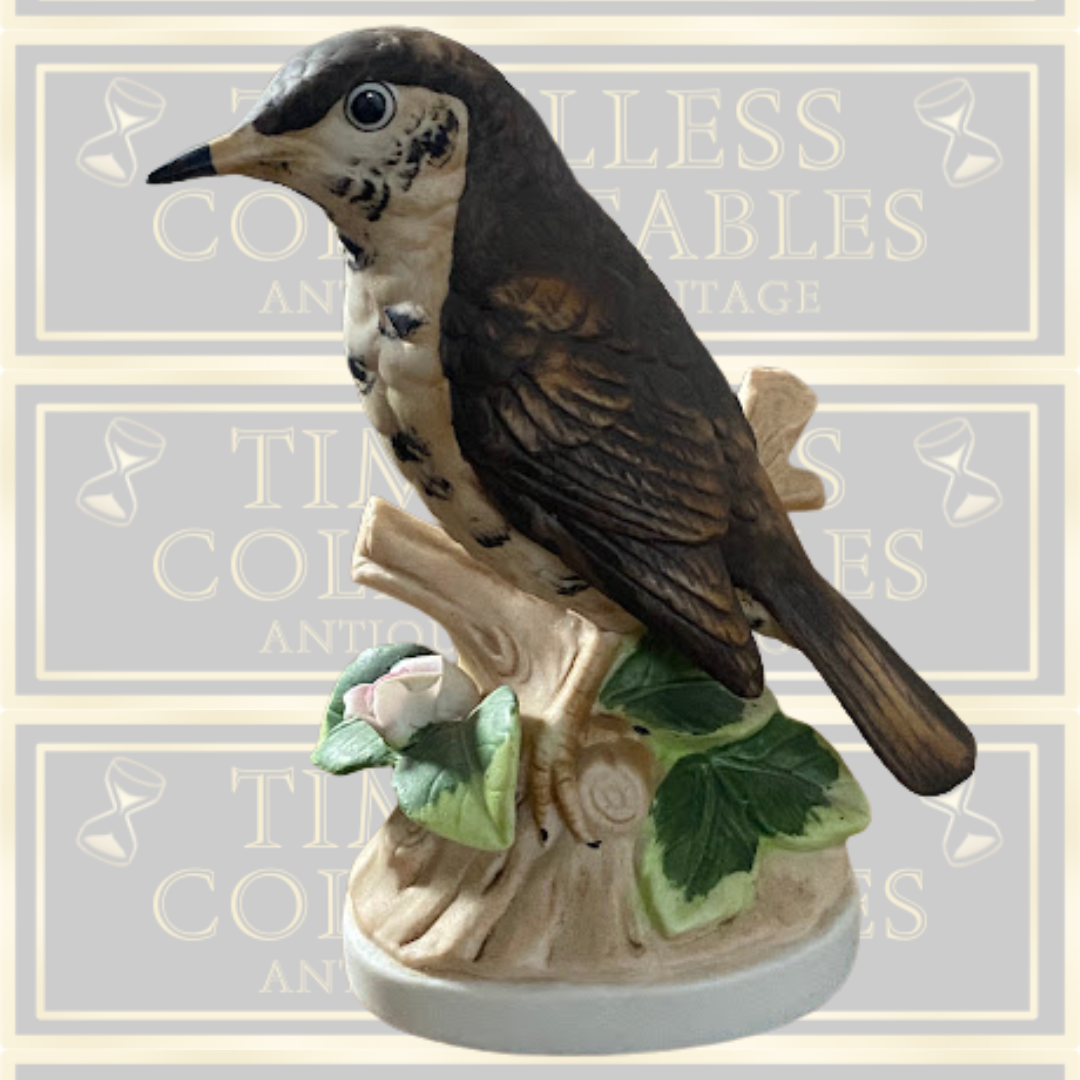Vintage Bisque Thrush Bird Ornament