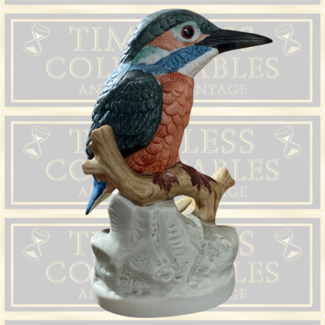 Vintage Bisque Kingfisher Bird Ornament