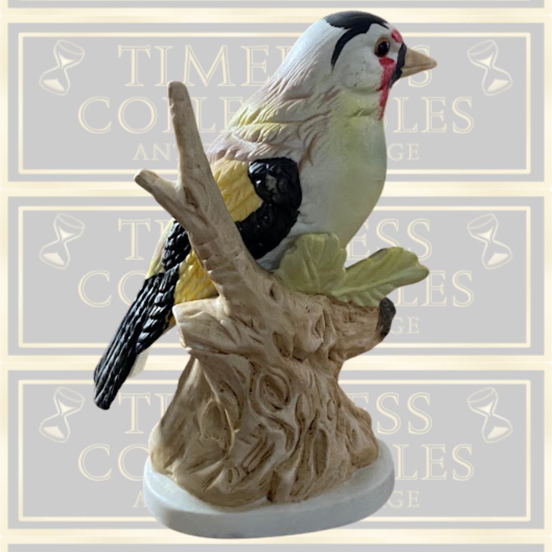 Vintage Bisque Golden Finch Bird Ornament