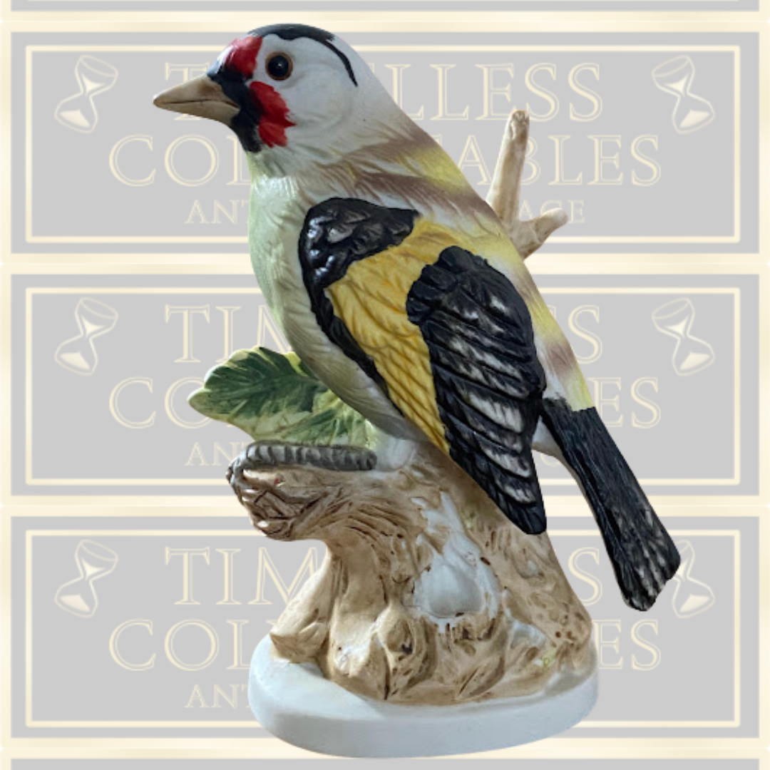 Vintage Bisque Golden Finch Bird Ornament
