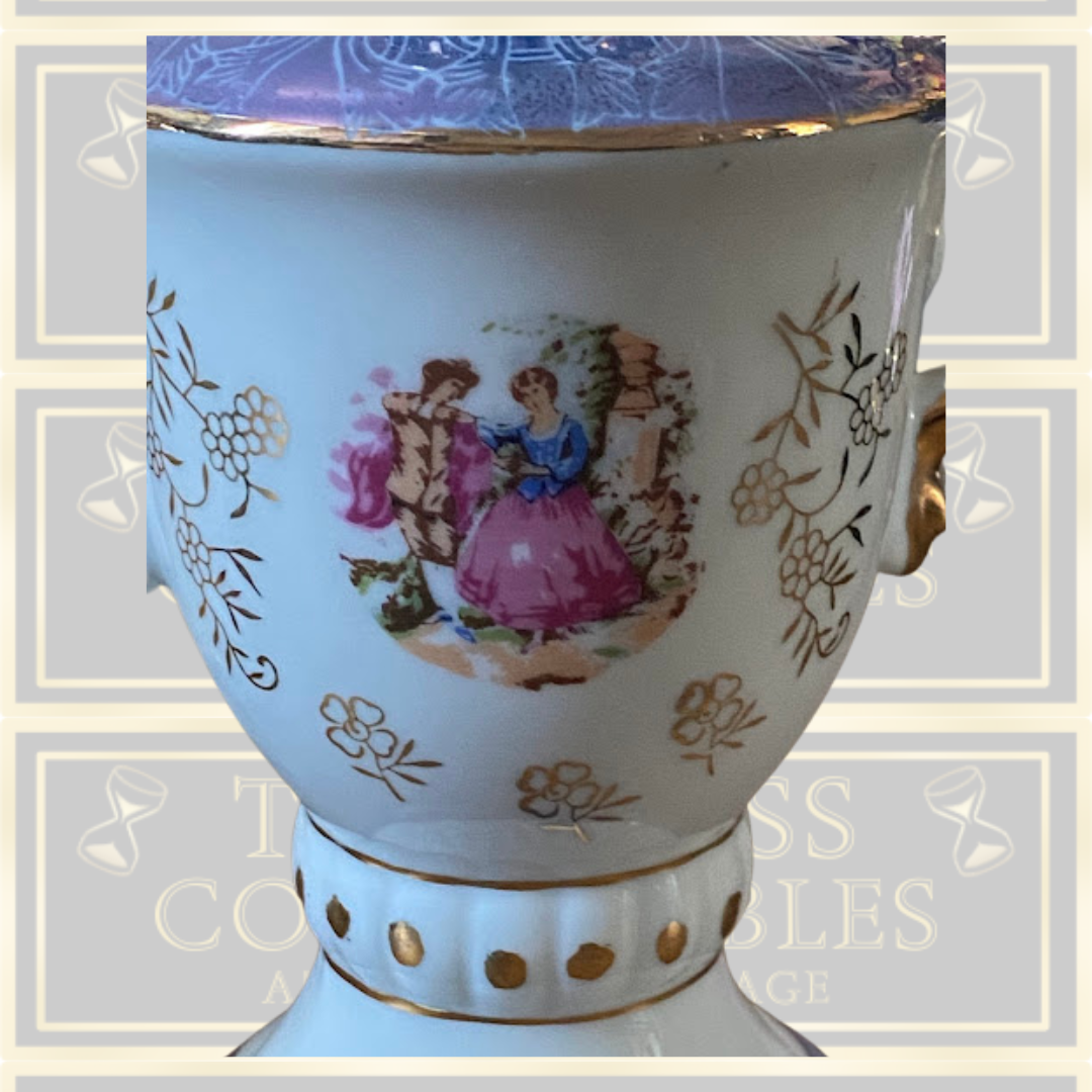 Vintage French Rococo Style Oil Lamp With Tulip Glass