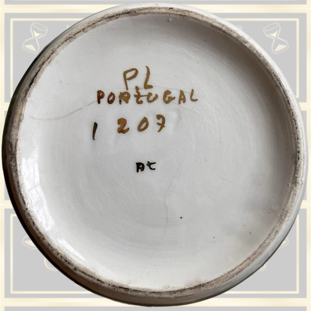 Vintage Green Floral Majolica Style Vase