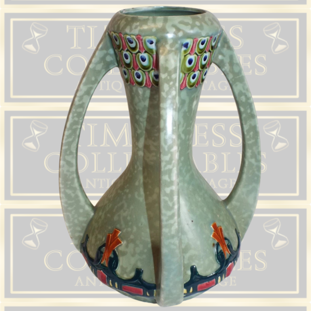 Vintage Royal Dux Secessionist Style Four Handle Vase