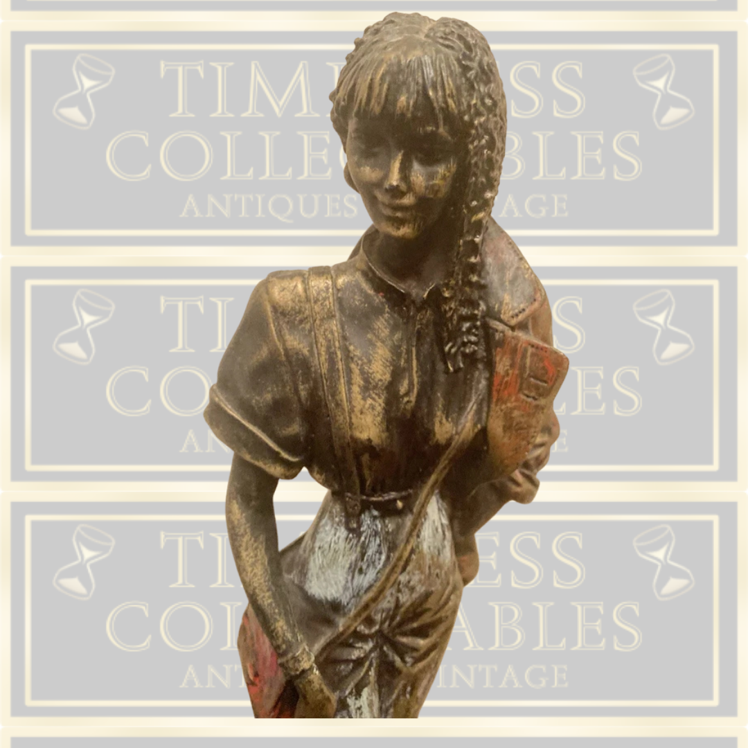 Vintage Cold Cast Figurine Of A Lady And A Terrier Dog