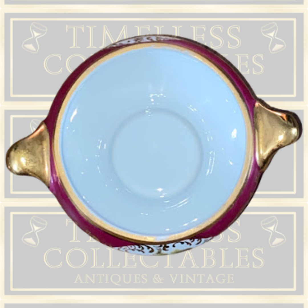 Vintage Limoges porcelain sugar bowl and saucer