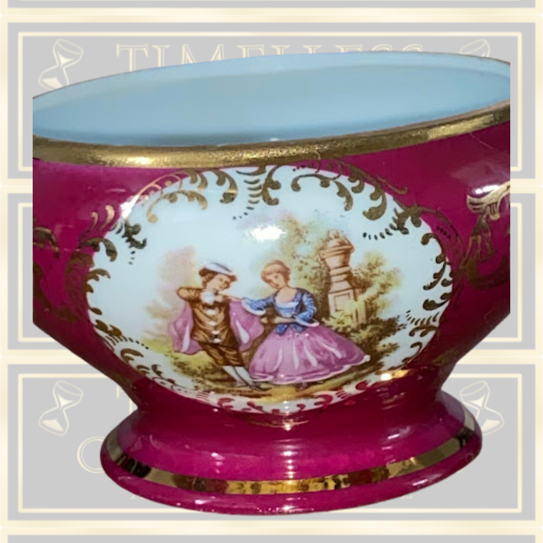 Vintage Limoges porcelain sugar bowl and saucer