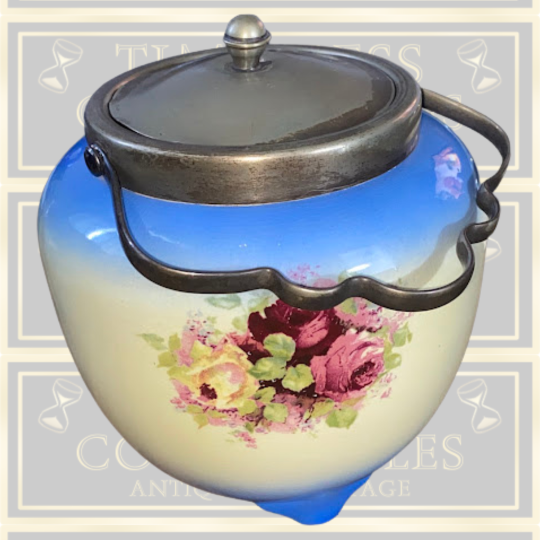 Vintage Ceramic And Silver Biscuit Barrel