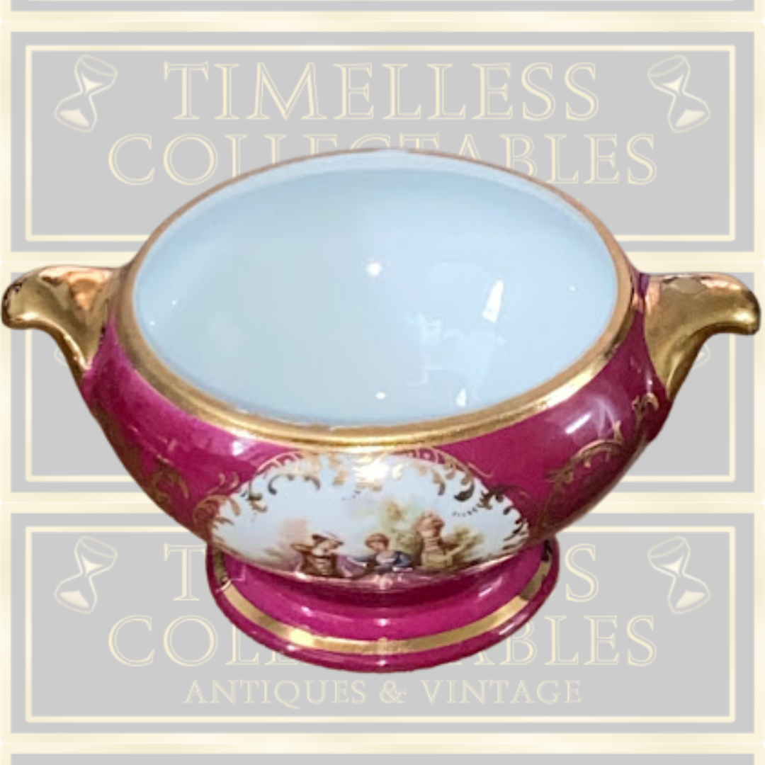 Vintage Limoges porcelain sugar bowl and saucer