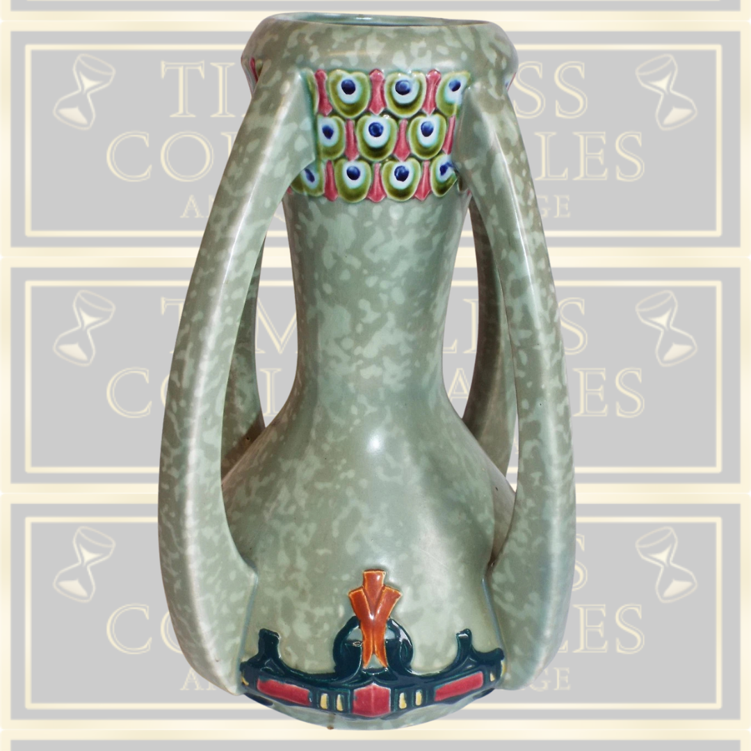 Vintage Royal Dux Secessionist Style Four Handle Vase