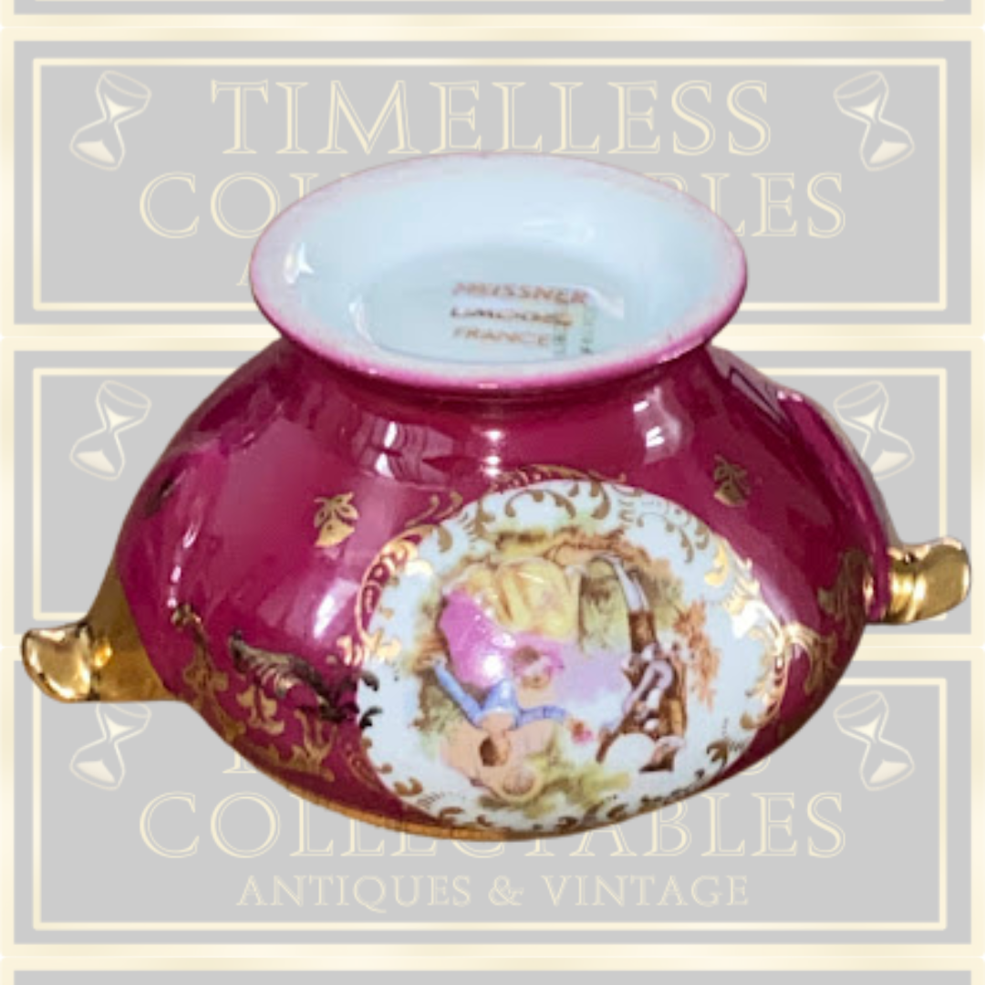 Vintage Limoges porcelain sugar bowl and saucer