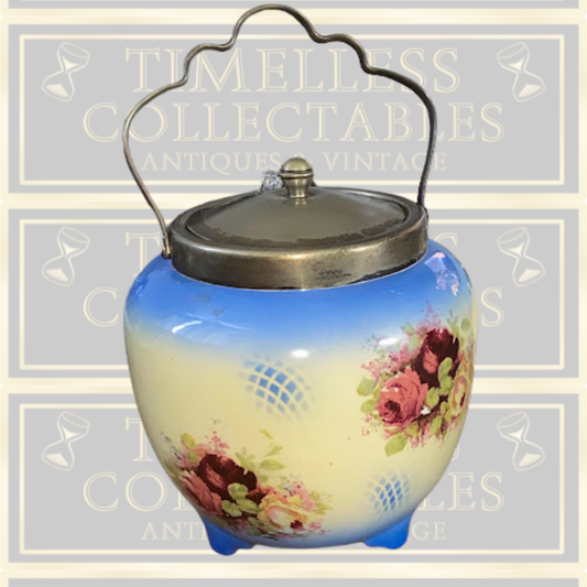 Vintage Ceramic And Silver Biscuit Barrel