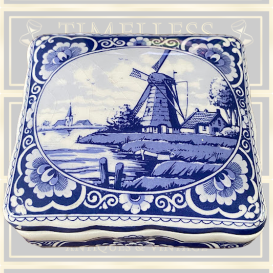 Vintage Delft Blue Trinket Box