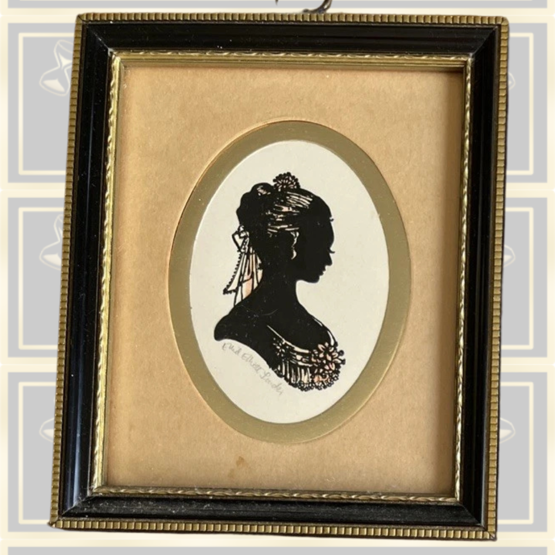 Vintage Four Framed Miniature Silhouette Portraits
