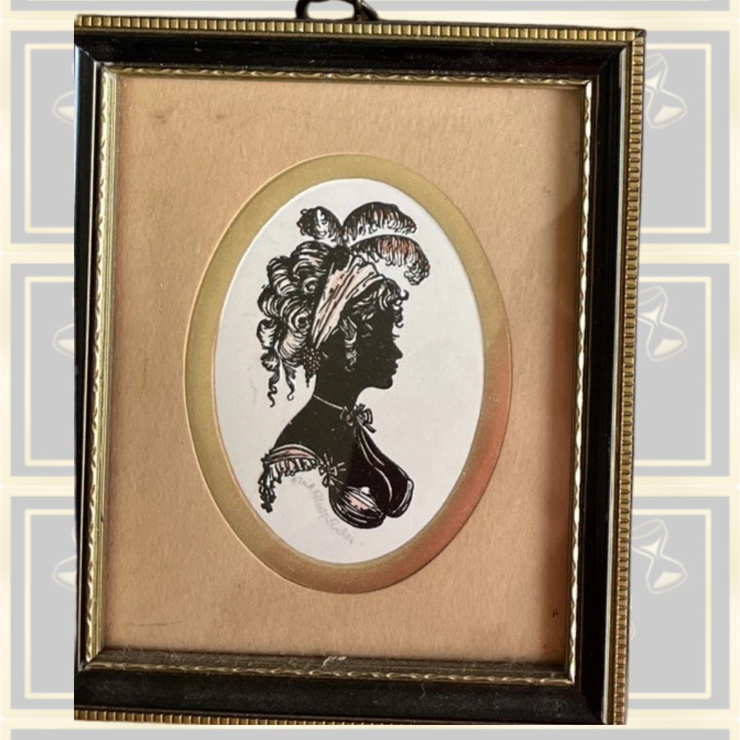 Vintage Four Framed Miniature Silhouette Portraits