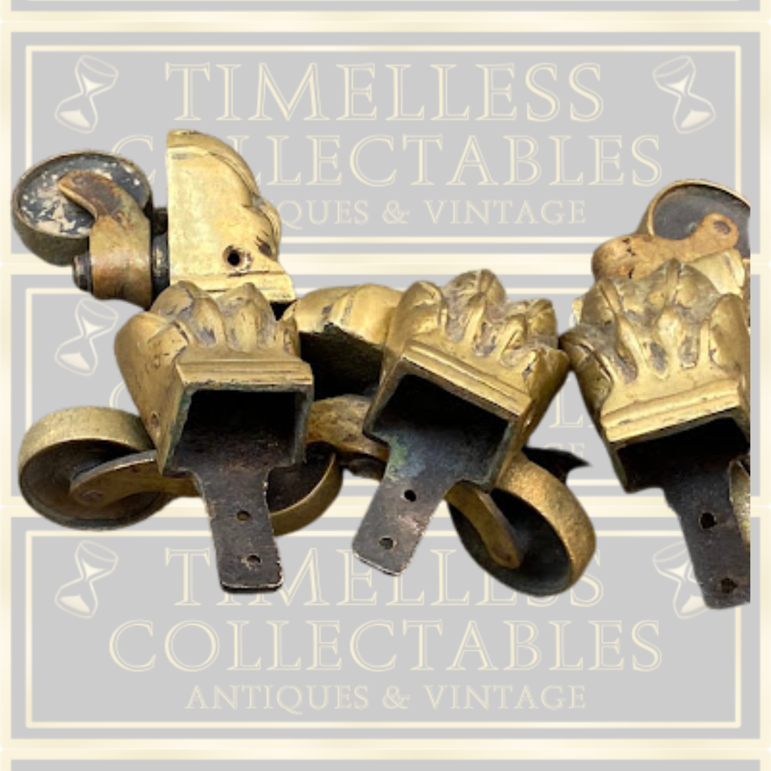 Antique Six Claw And Ball Brass Castors