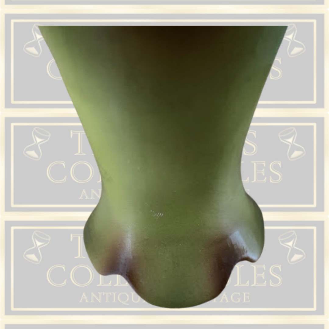 Antique German Porcelain Vase Double Handled scallop edge