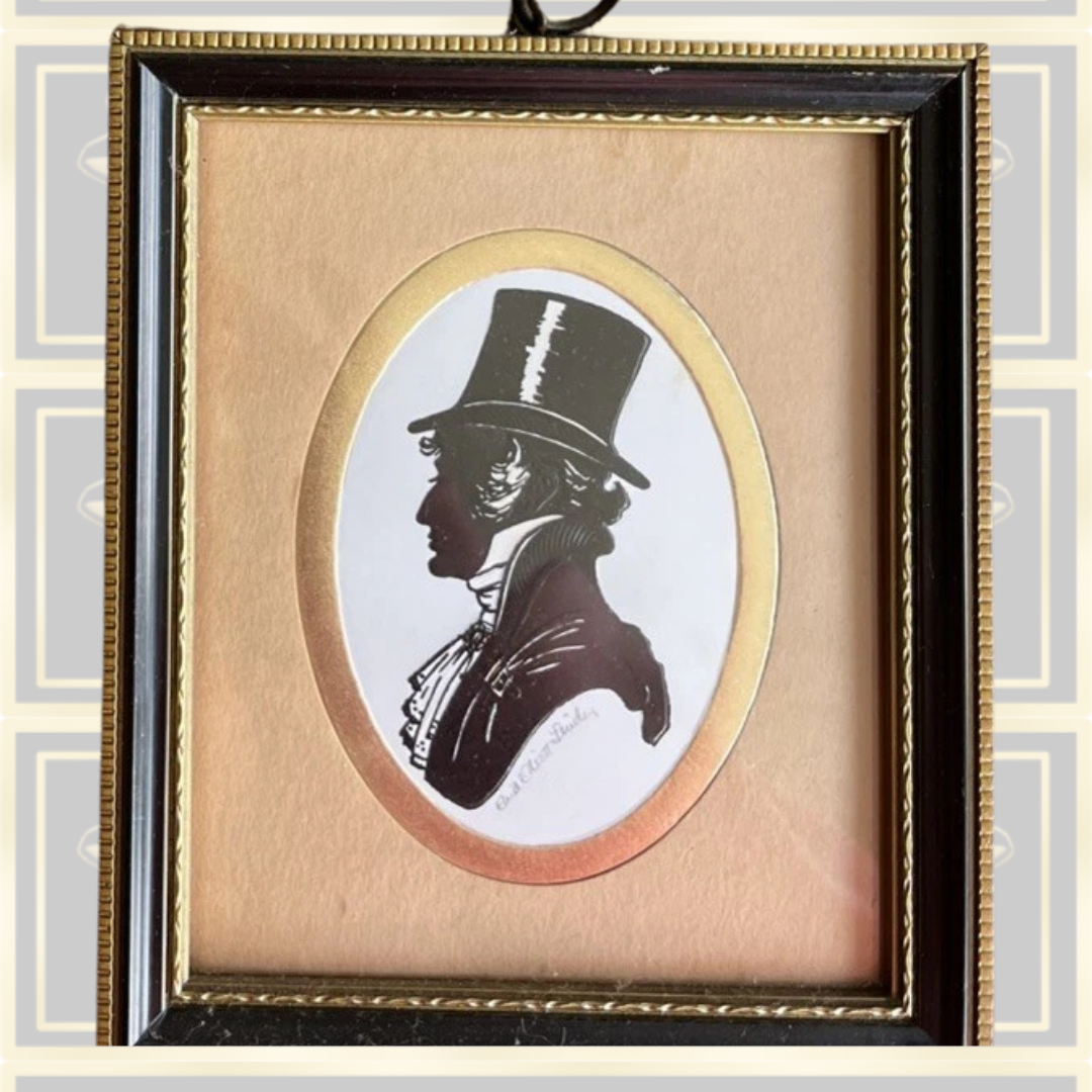 Vintage Four Framed Miniature Silhouette Portraits