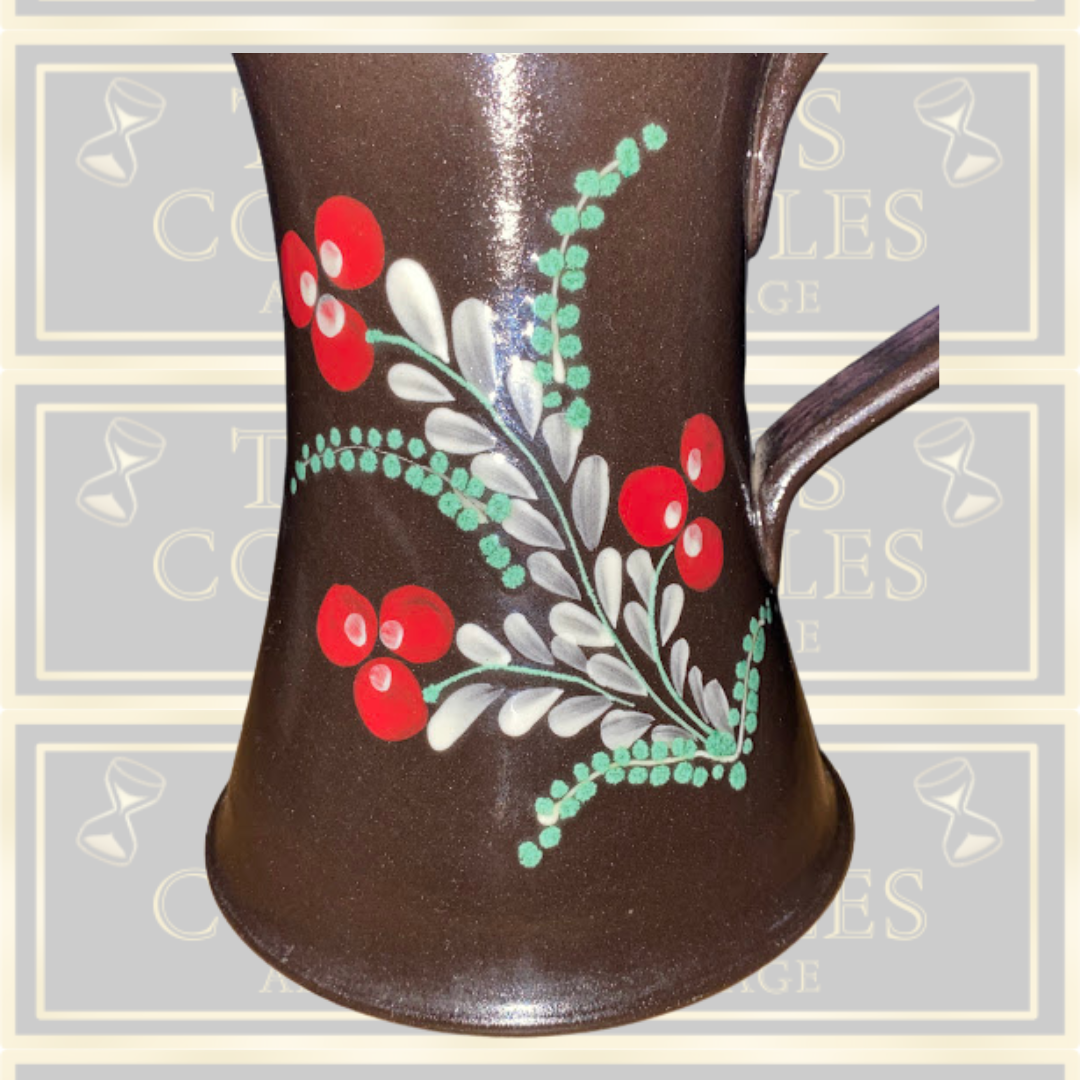 Vintage hand painted floral berries pitcher