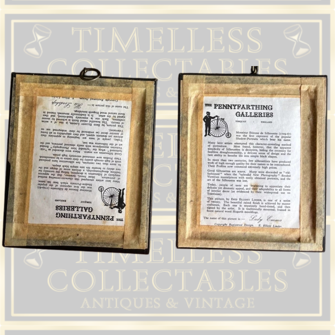 Vintage Four Framed Miniature Silhouette Portraits