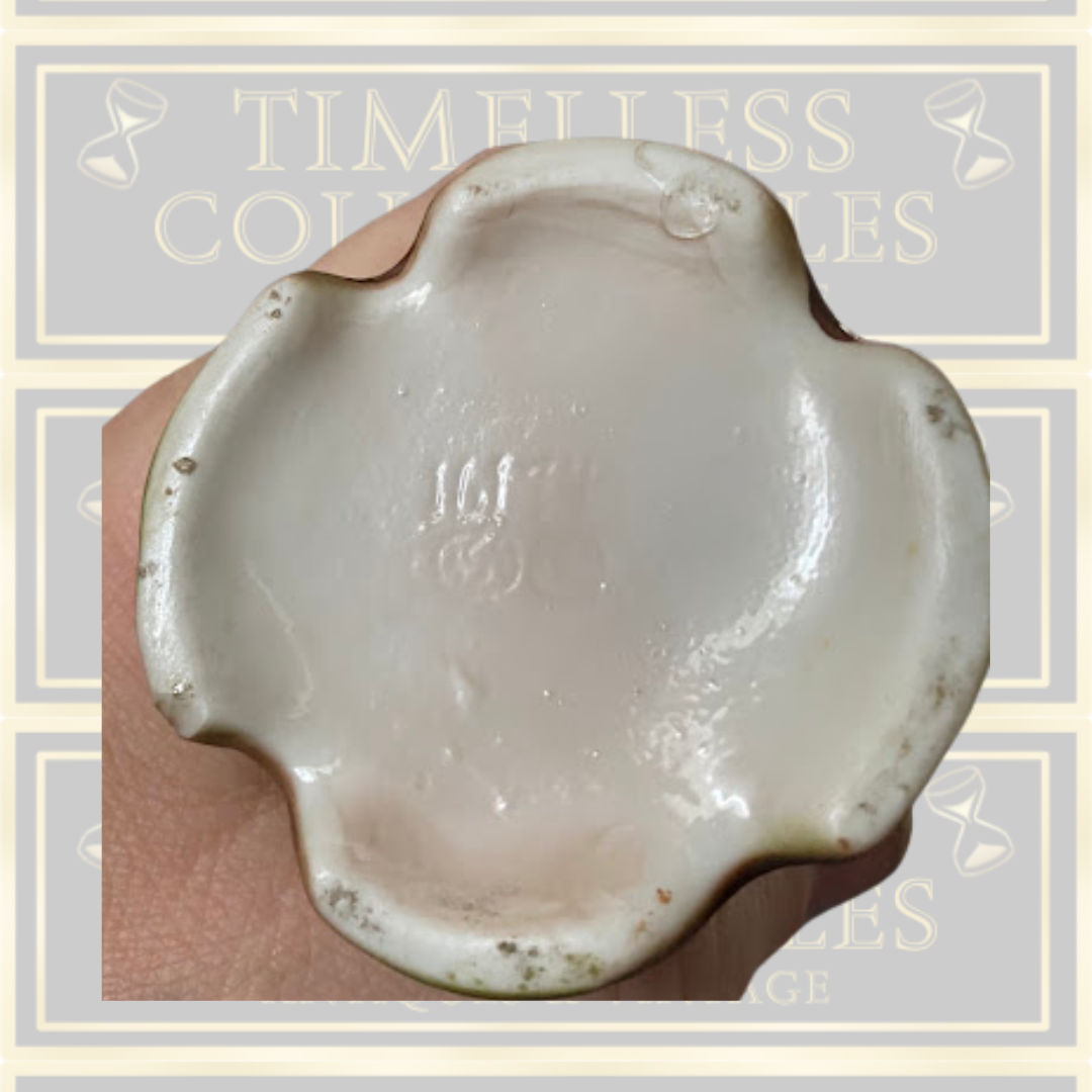 Antique German Porcelain Vase Double Handled scallop edge