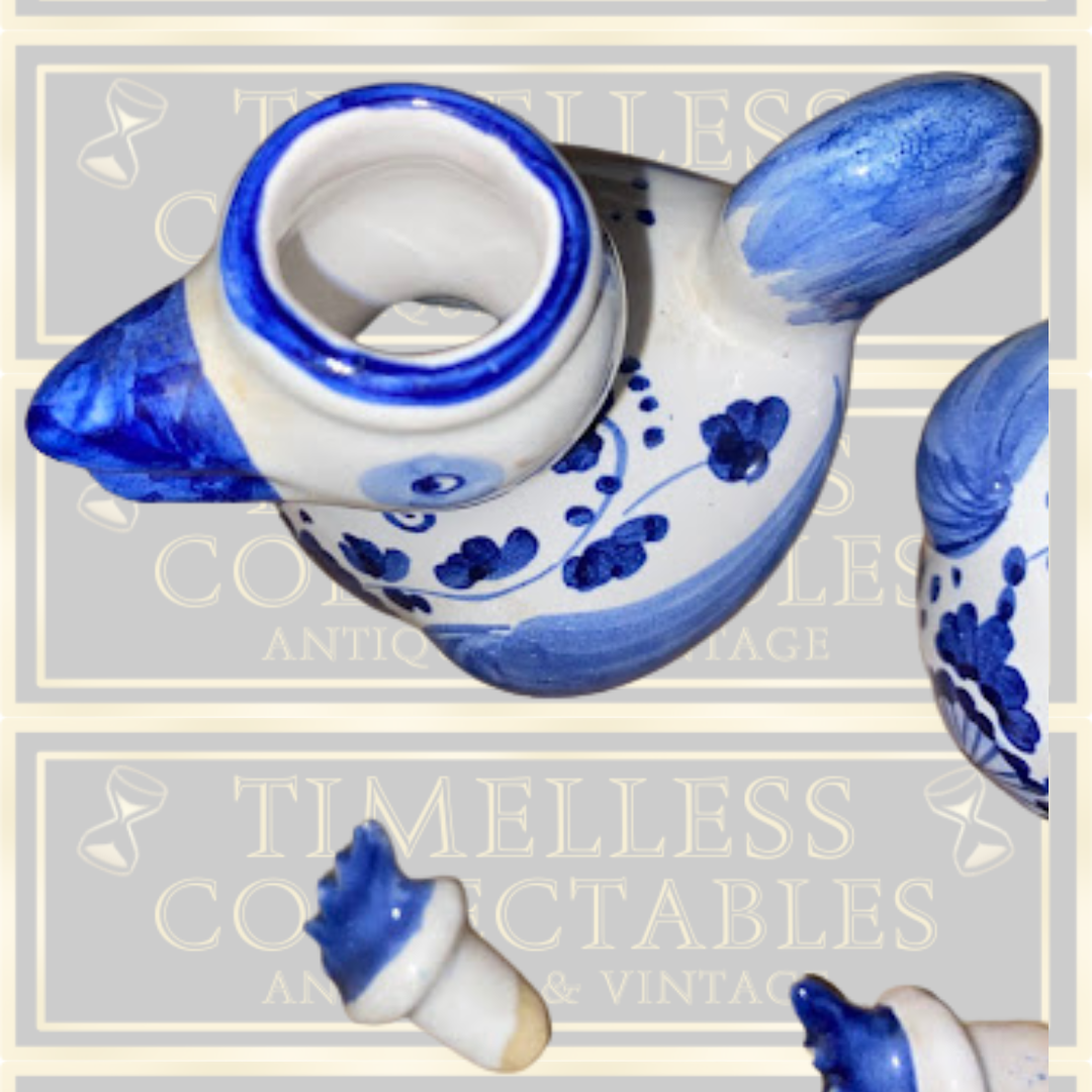 Deruta Italian Pottery Arabesco Roosters Oil & Vinegar Set With Caddy