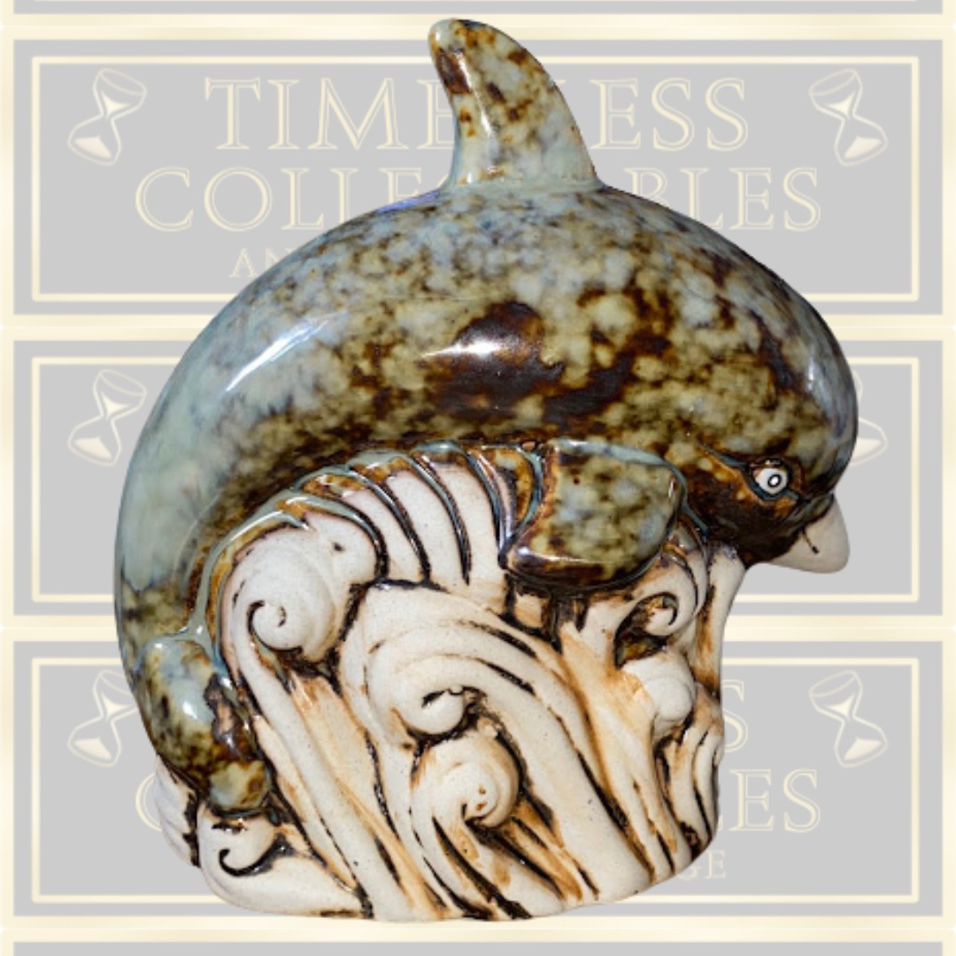 Vintage Dolphins Jumping Bisque And Porcelain