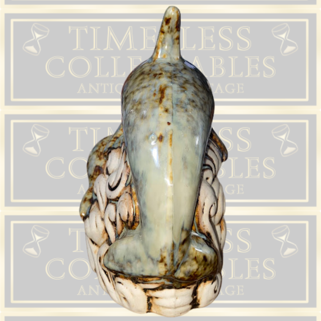 Vintage Dolphins Jumping Bisque And Porcelain