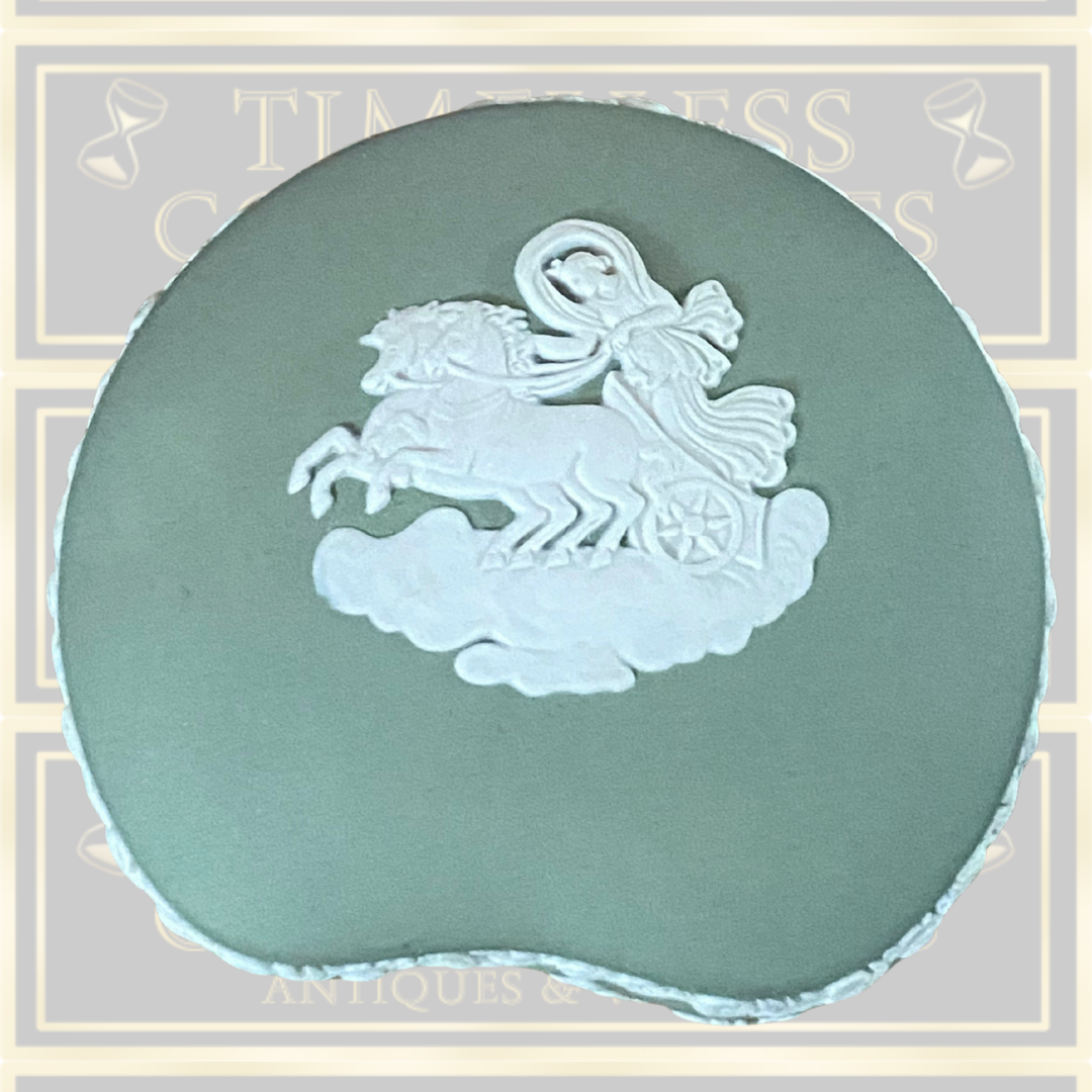 Vintage Wedgwood Sage Green and White Porcelain Trinket