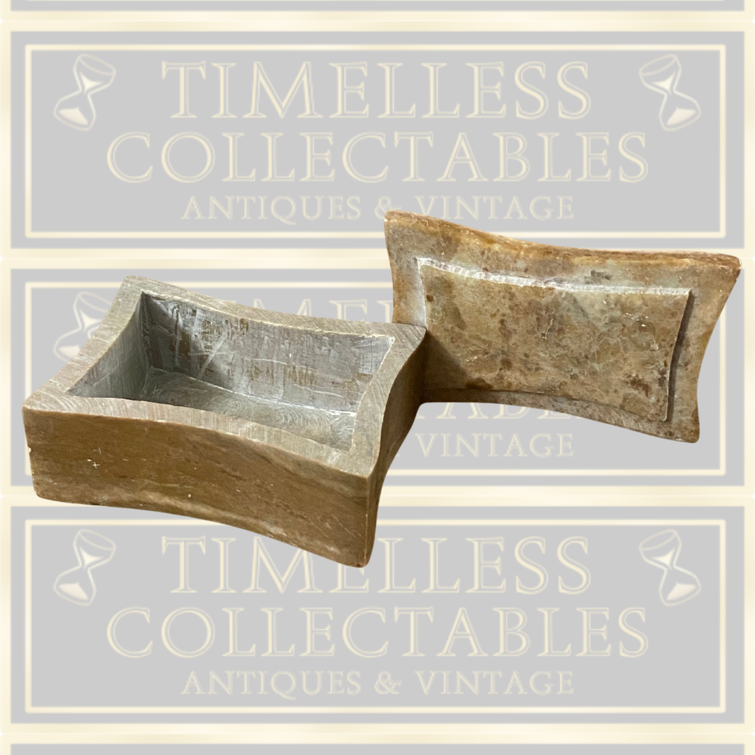 Floral Hand Carved Marble Trinket Box With Mother Of Pearl Flower