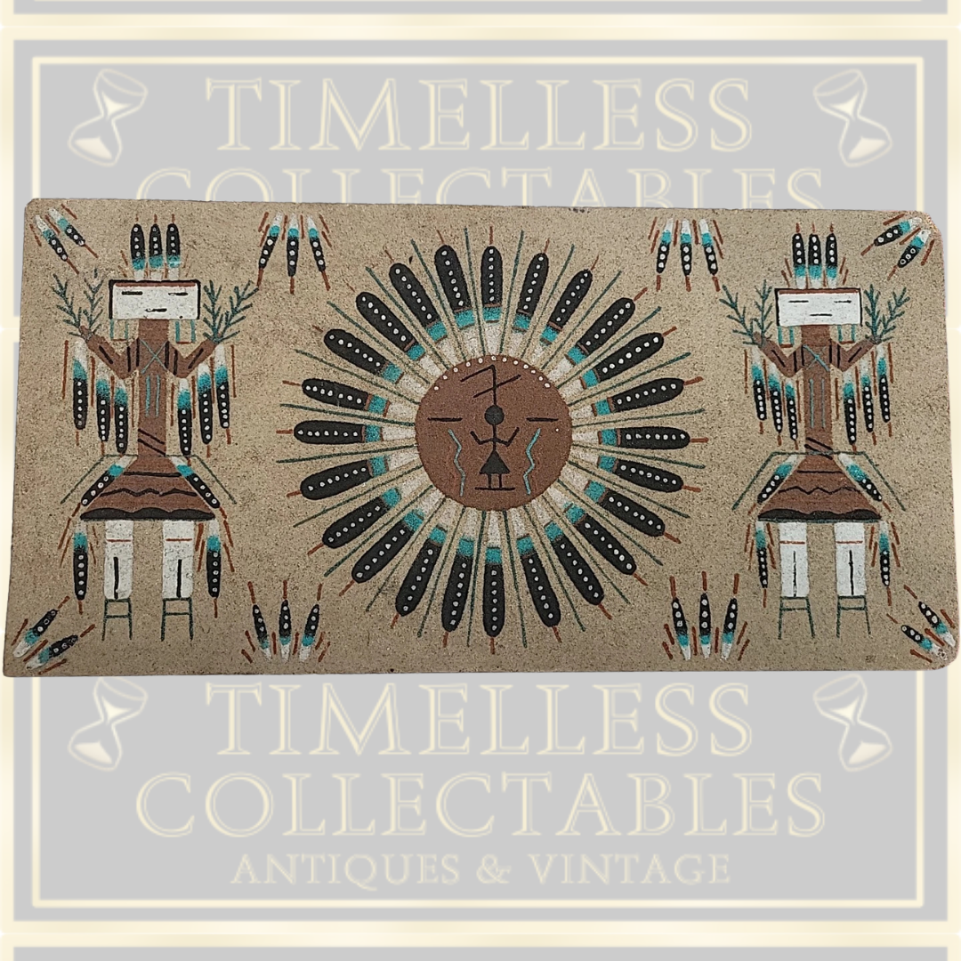 Vintage Navajo Indian Sand Picture "Sun Eagle"