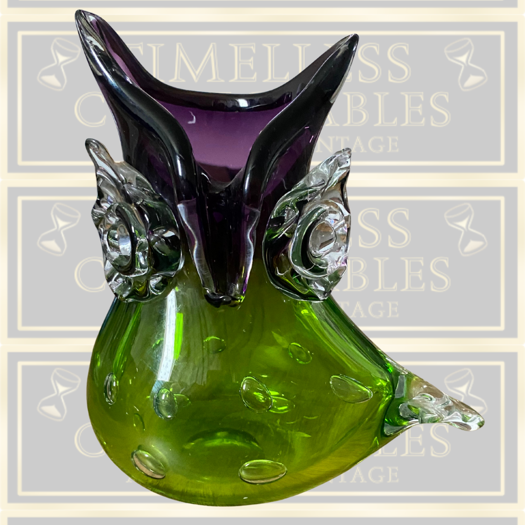 Vintage Hand Blown Murano Glass Owl