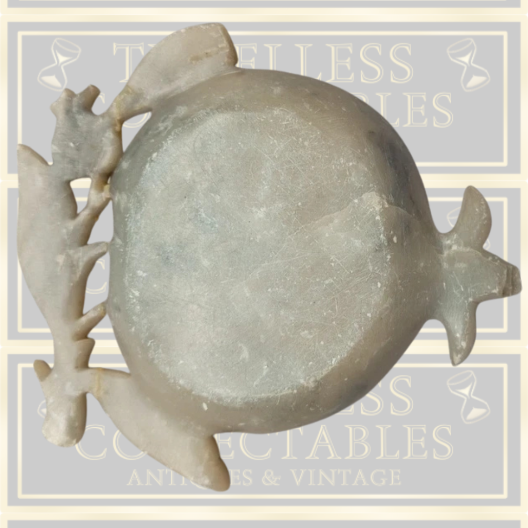 Vintage Chinese Soap Stone Carving Pomegranate Dish