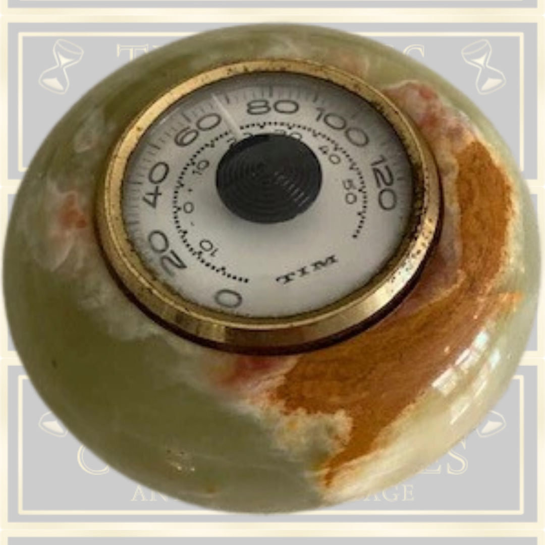 Vintage TIM Desk Onyx Thermometer Paperweight